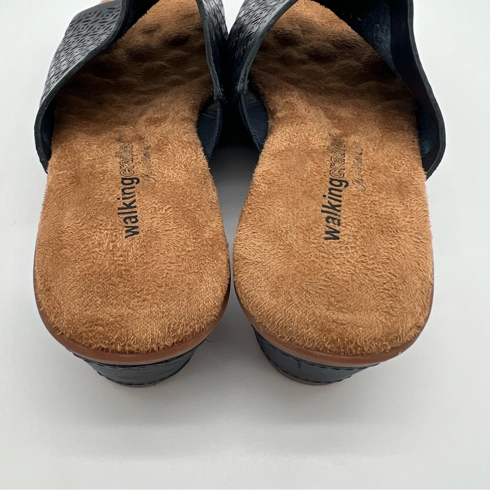 Walking Cradles Navy Leather Wedge Mule Slides Size 7.5 - Picture 7 of 12